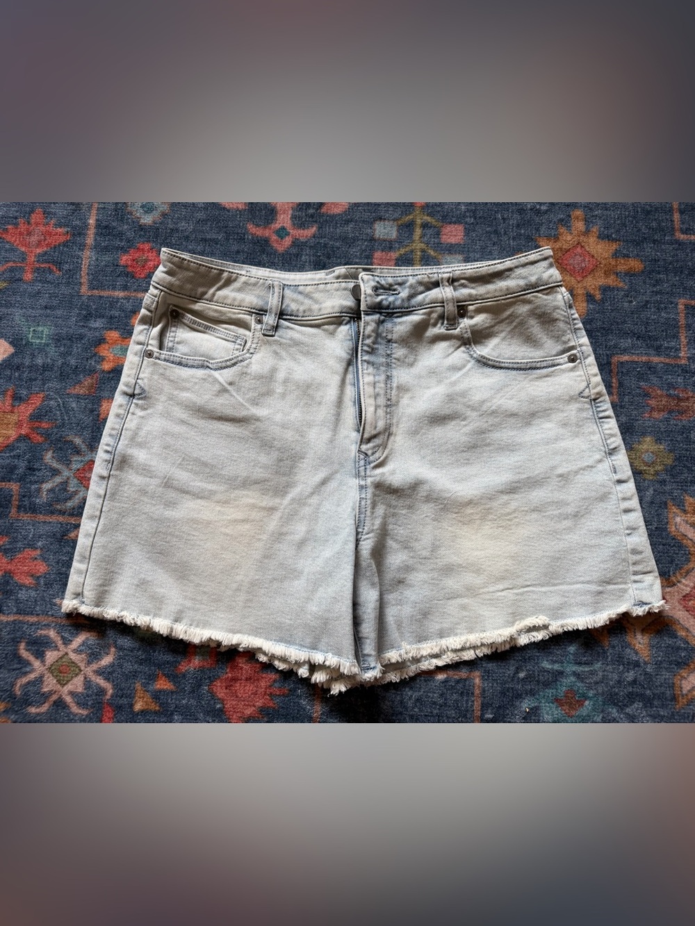 Volcom Light Blue Frayed Hem Denim Shorts